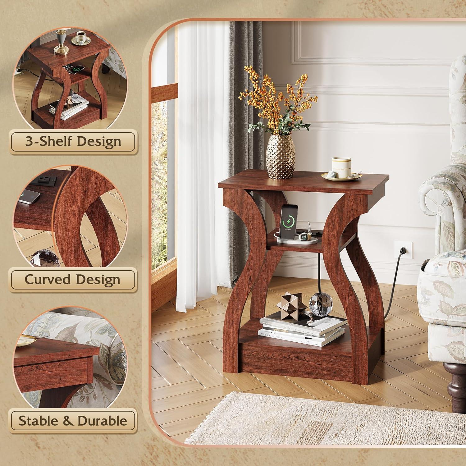 imageWLIVE End Tables Living Room Set of 2 C Shaped End Table