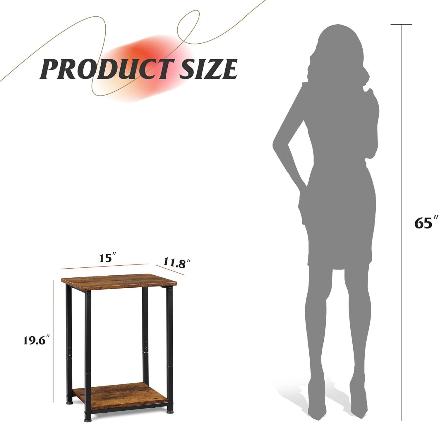 imageWLIVE Farmhouse End Table Living Room Side Table with Charging Station LED Farmhouse Nightstand with Adjustable Storage Shelf for Living Room Bedroom Office Rustic Side Tables Rustic BrownBrown