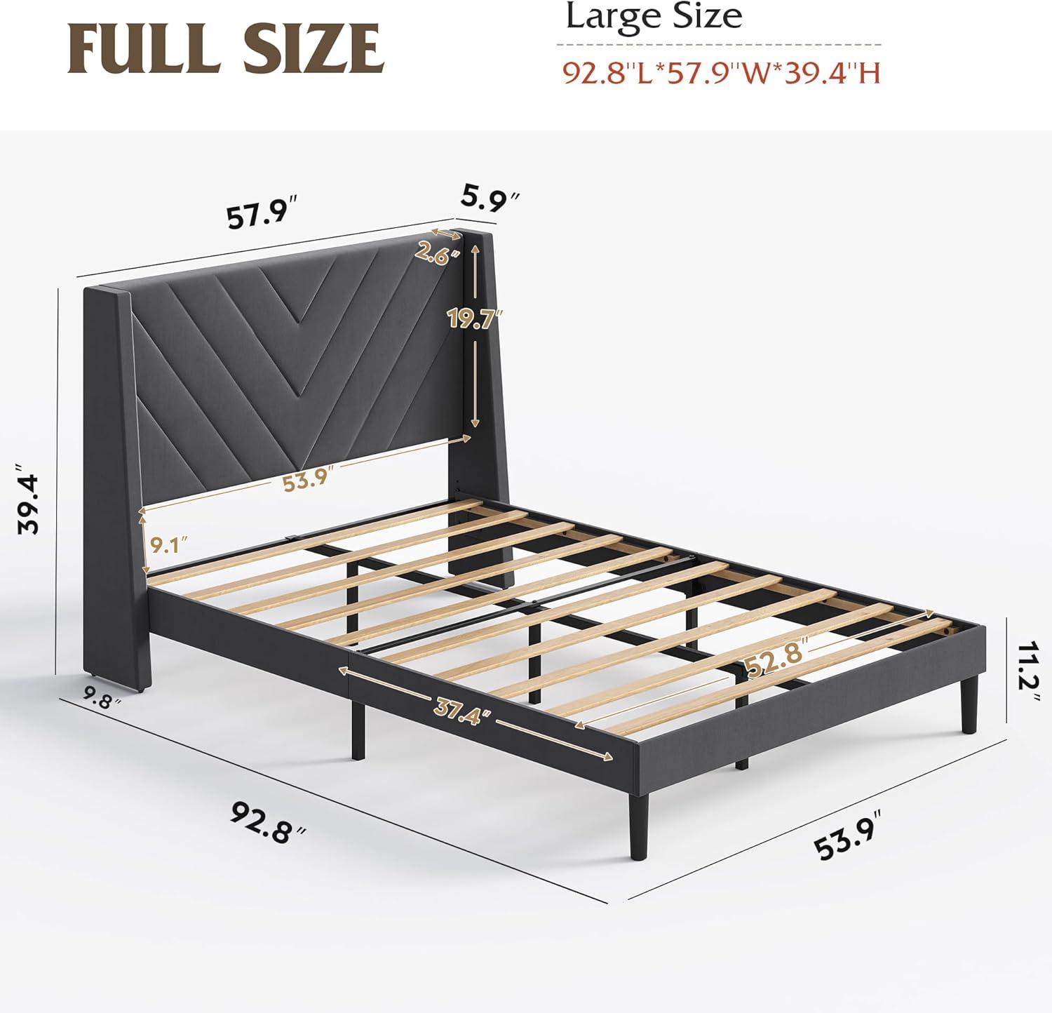 imageWLIVE Queen Size Upholstered Bed Frame with Wing Side Tufted Headboard Velvet Tufted Platform Bed Sturdy Metal ampamp Wooden Slats Support No Box Spring Needed BeigeGrey