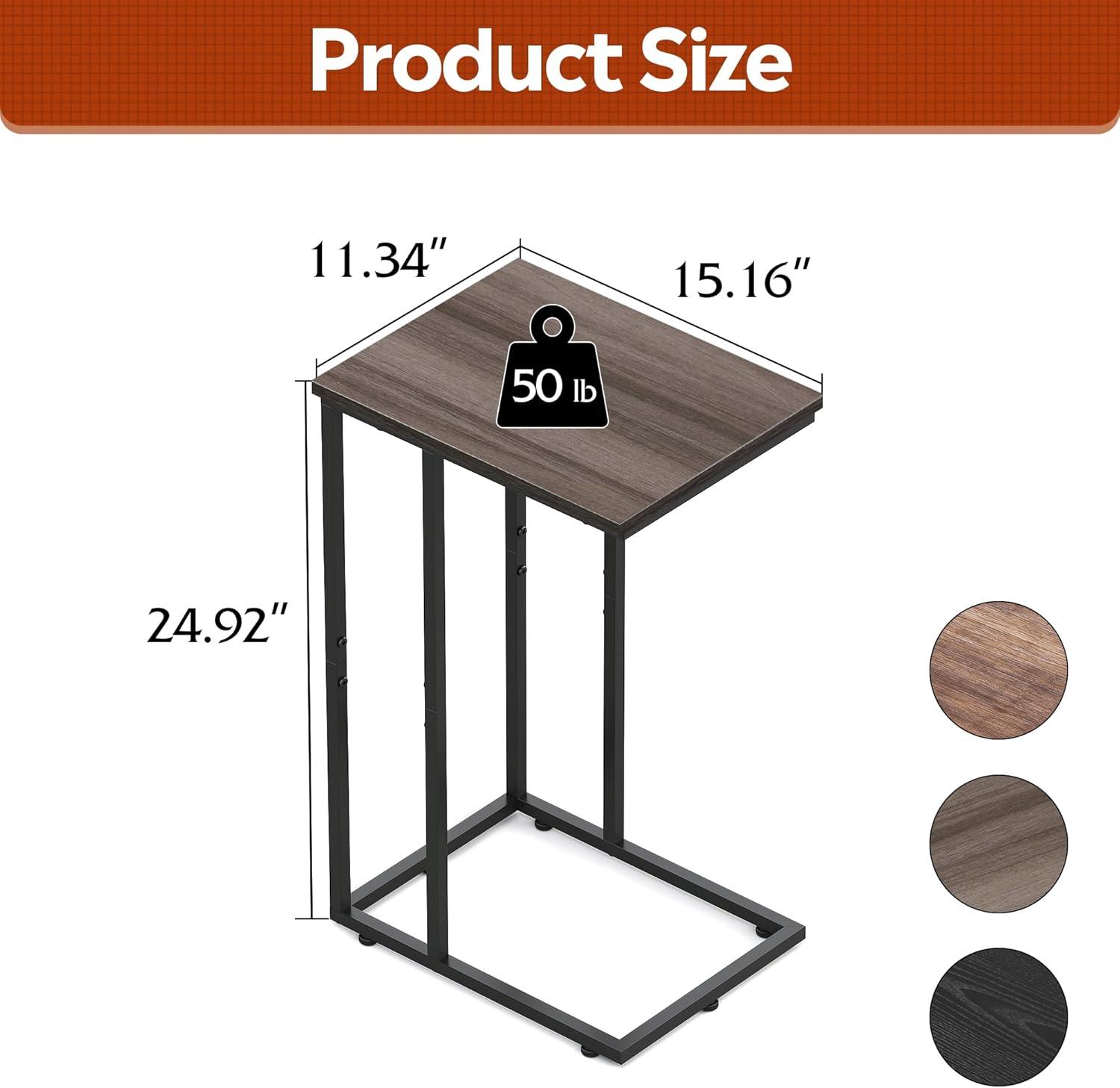 imageWLIVE Side Table C Shaped End Table for Couch Sofa and Bed Large Desktop C Table for Living Room Bedroom Bedside Creamy GreigeAgrey