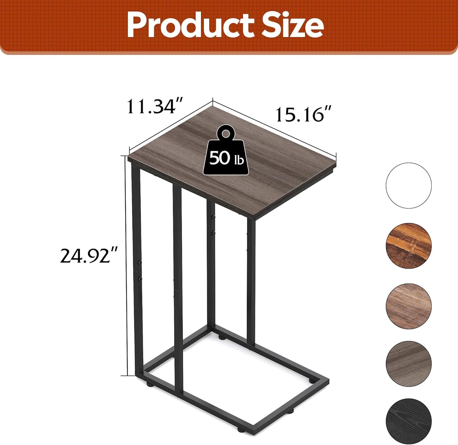 imageWLIVE Side Table C Shaped End Table for Couch Sofa and Bed Large Desktop C Table for Living Room Bedroom Bedside Creamy GreigeAgrey