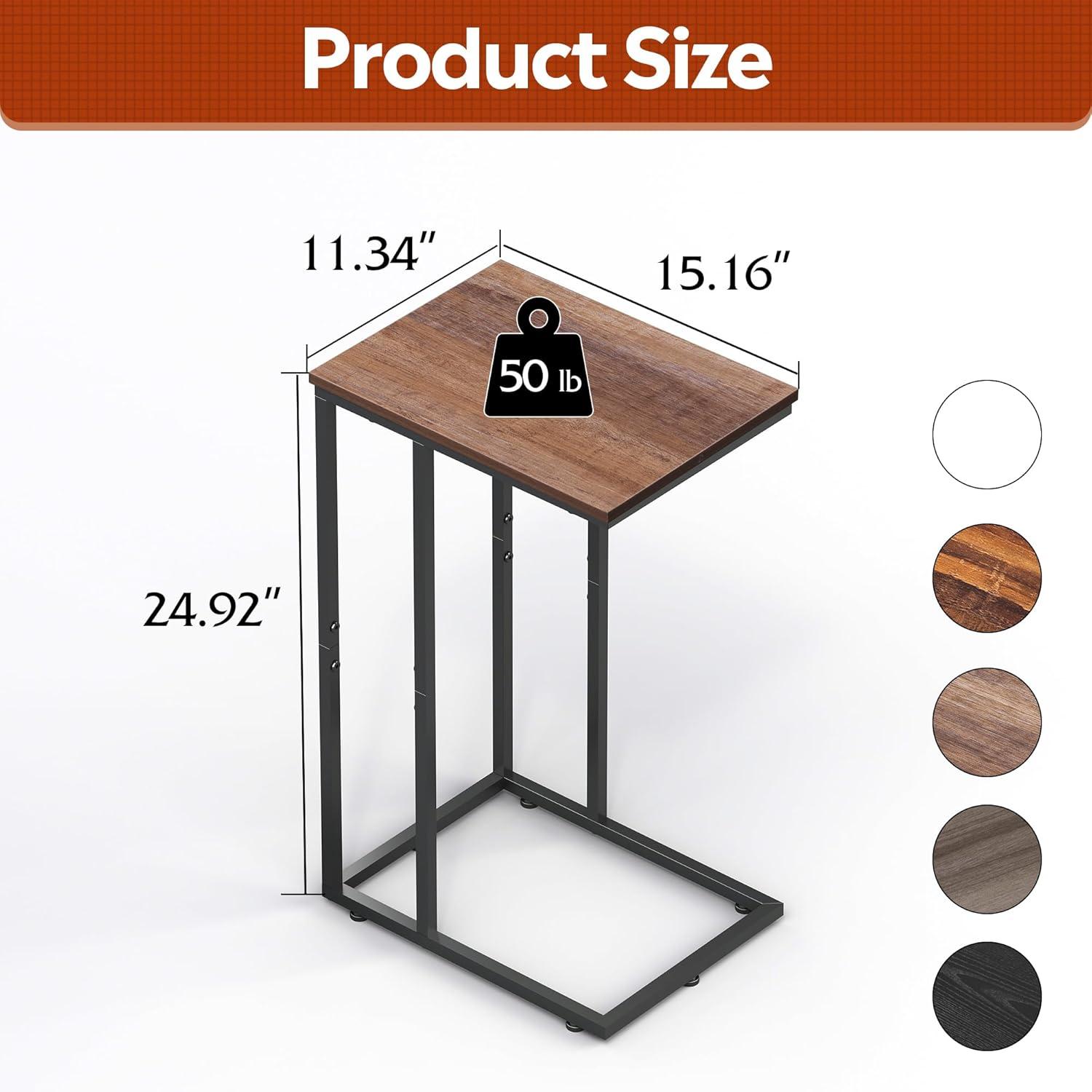 imageWLIVE Side Table C Shaped End Table for Couch Sofa and Bed Large Desktop C Table for Living Room Bedroom Bedside Creamy GreigeBrown