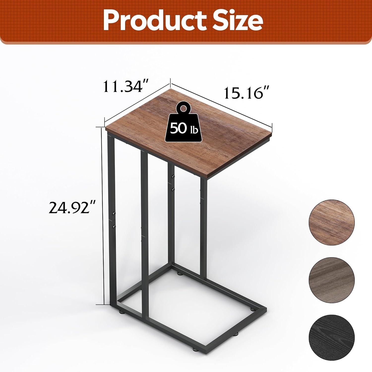 imageWLIVE Side Table C Shaped End Table for Couch Sofa and Bed Large Desktop C Table for Living Room Bedroom Bedside Creamy GreigeBrown