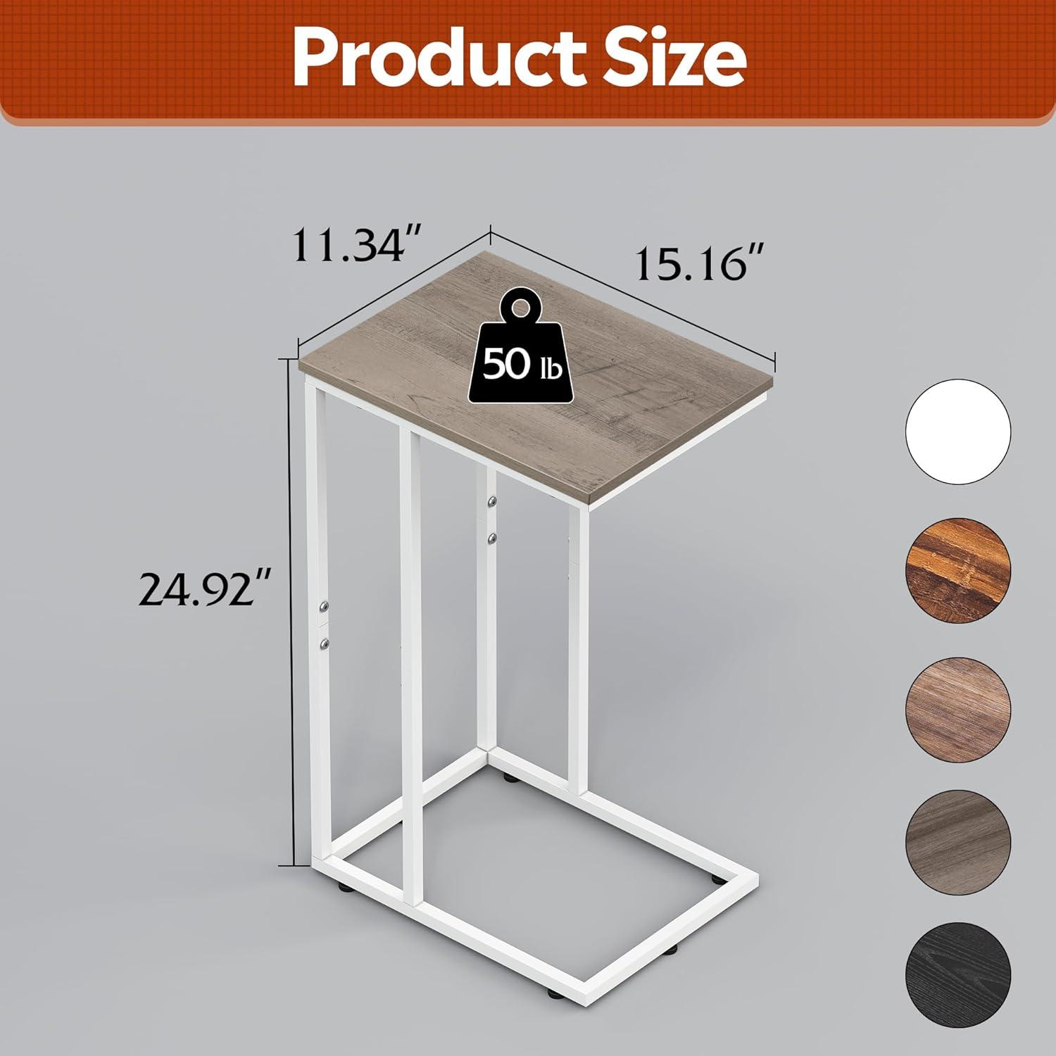 imageWLIVE Side Table C Shaped End Table for Couch Sofa and Bed Large Desktop C Table for Living Room Bedroom Bedside Creamy GreigeGreige