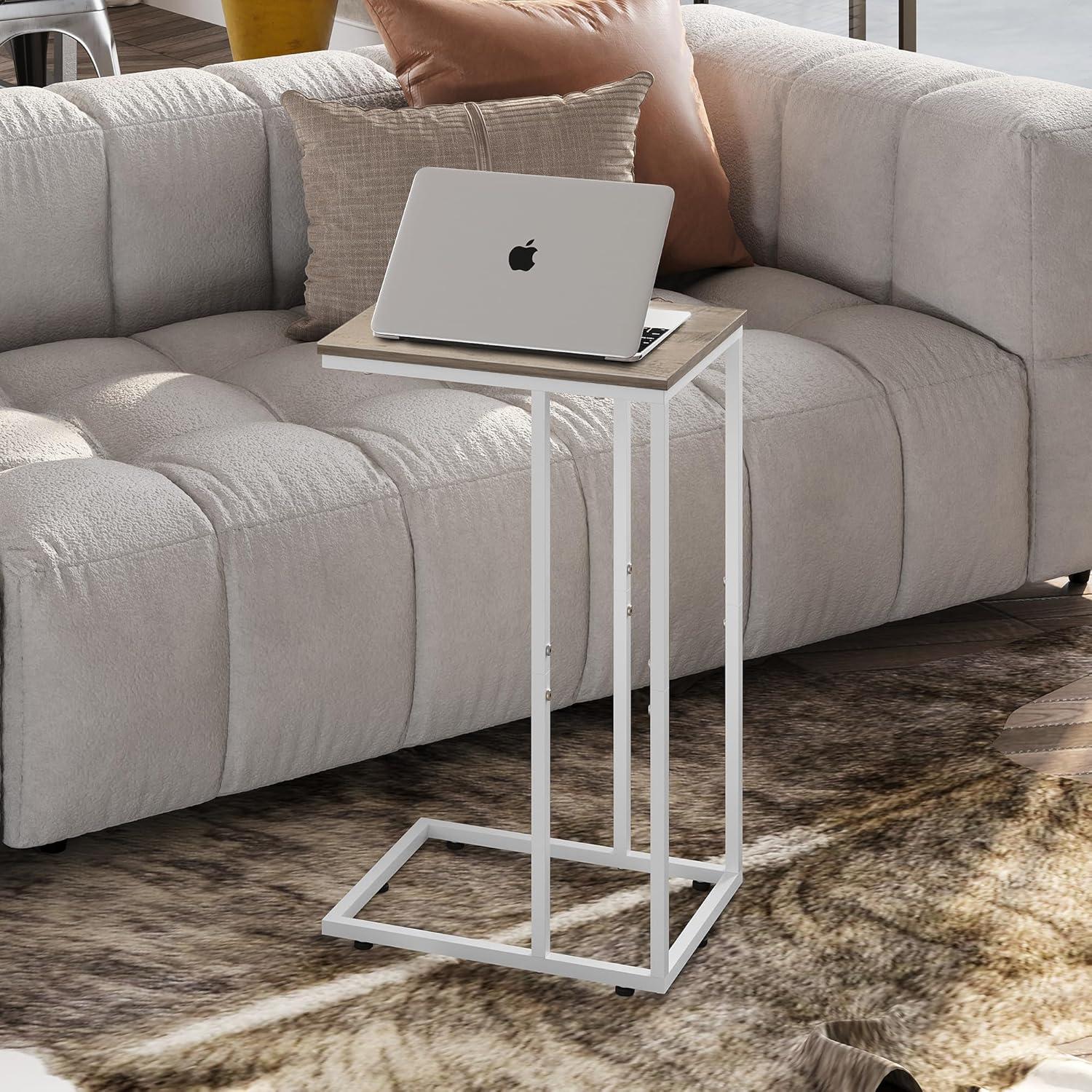 imageWLIVE Side Table C Shaped End Table for Couch Sofa and Bed Large Desktop C Table for Living Room Bedroom Bedside Creamy GreigeGreige