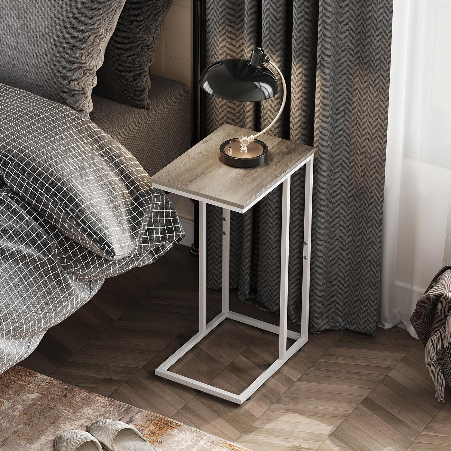 imageWLIVE Side Table C Shaped End Table for Couch Sofa and Bed Large Desktop C Table for Living Room Bedroom Bedside Creamy GreigeGreige