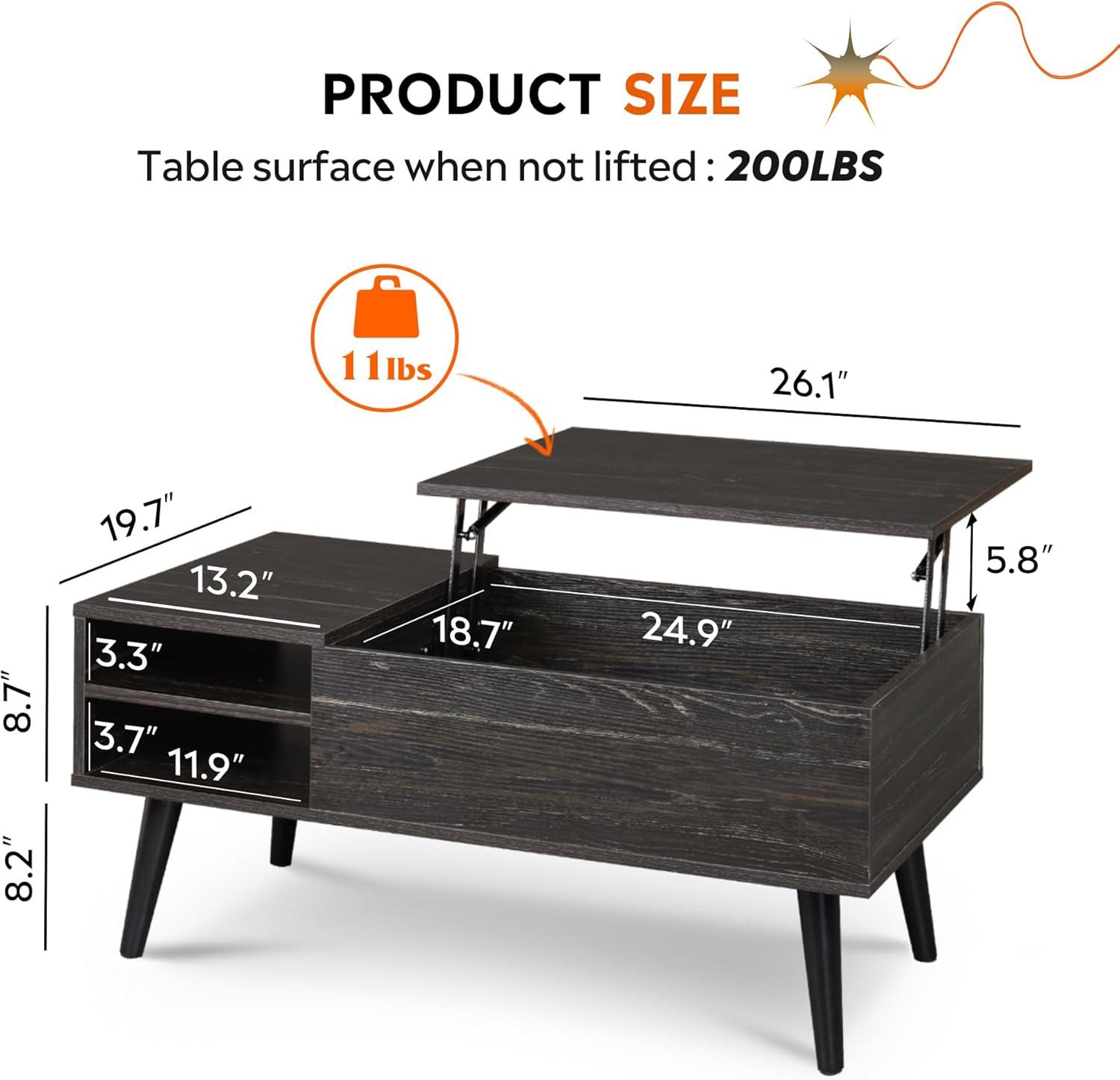 imageWLIVE Wood Lift Top Coffee TableTrash Can