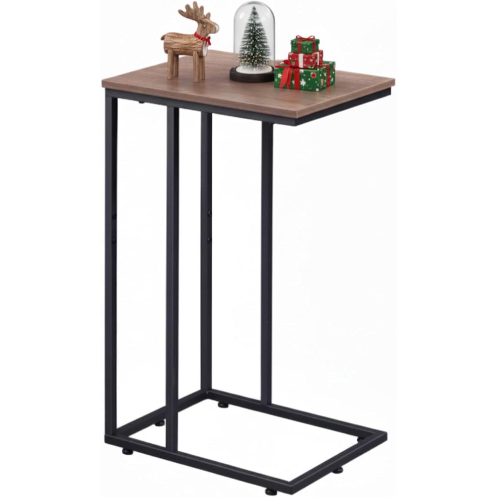 imageWLIVE Side Table C Shaped End Table for Couch Sofa and Bed Large Desktop C Table for Living Room Bedroom Bedside Creamy GreigeBrown