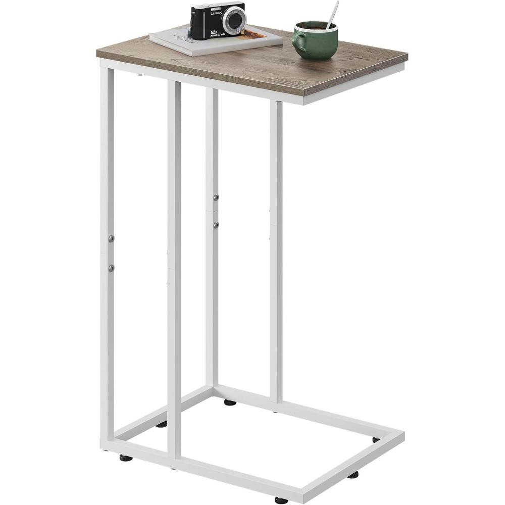 imageWLIVE Side Table C Shaped End Table for Couch Sofa and Bed Large Desktop C Table for Living Room Bedroom Bedside Creamy GreigeGreige
