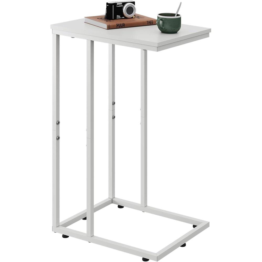 imageWLIVE Side Table C Shaped End Table for Couch Sofa and Bed Large Desktop C Table for Living Room Bedroom Bedside Creamy GreigeWhite