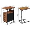 imageWLIVE LED Side Table with Charging StationC Shaped End Table Rustic Brown