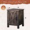 imageWLIVE Nightstand with Charging Station Farmhouse Night Stand with Barn Door and Storage Wooden Cabinet End Side Table with USB Ports and Outlets for Bedroom WhiteDark Rustic Oak