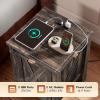 imageWLIVE Nightstand with Charging Station Farmhouse Night Stand with Barn Door and Storage Wooden Cabinet End Side Table with USB Ports and Outlets for Bedroom WhiteDark Rustic Oak