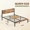 imageWLIVE Queen Bed Frame with Wooden Headboard and Footboard Metal Platform Bed Frame with Under Bed Storage Nos Box Spring Needed Easy Assembly Rustic BrownRustic Brown