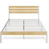 imageWLIVE Queen Bed Frame with Wooden Headboard and Footboard Metal Platform Bed Frame with Under Bed Storage Nos Box Spring Needed Easy Assembly Rustic BrownNatural Oak