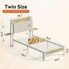 imageWLIVE Queen Size Upholstered Bed Frame with 2 Side Shelves Linen Tufted Storage Headboard with Charging Ports and LED Light Metal Solid and Stable No Box Spring Needed Easy Assembly BeigeWhite