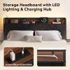 imageWLIVE Queen Size Upholstered Bed Frame with 2 Side Shelves Linen Tufted Storage Headboard with Charging Ports and LED Light Metal Solid and Stable No Box Spring Needed Easy Assembly BeigeBlack