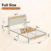 imageWLIVE Queen Size Upholstered Bed Frame with 2 Side Shelves Linen Tufted Storage Headboard with Charging Ports and LED Light Metal Solid and Stable No Box Spring Needed Easy Assembly BeigeWhite