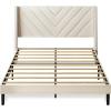 imageWLIVE Queen Size Upholstered Bed Frame with Wing Side Tufted Headboard Velvet Tufted Platform Bed Sturdy Metal ampamp Wooden Slats Support No Box Spring Needed BeigeBeige