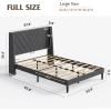 imageWLIVE Queen Size Upholstered Bed Frame with Wing Side Tufted Headboard Velvet Tufted Platform Bed Sturdy Metal ampamp Wooden Slats Support No Box Spring Needed BeigeGrey