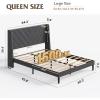 imageWLIVE Queen Size Upholstered Bed Frame with Wing Side Tufted Headboard Velvet Tufted Platform Bed Sturdy Metal ampamp Wooden Slats Support No Box Spring Needed BeigeGrey