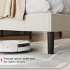 imageWLIVE Queen Size Upholstered Bed Frame with Wing Side Tufted Headboard Velvet Tufted Platform Bed Sturdy Metal ampamp Wooden Slats Support No Box Spring Needed BeigeBeige