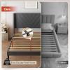 imageWLIVE Queen Size Upholstered Bed Frame with Wing Side Tufted Headboard Velvet Tufted Platform Bed Sturdy Metal ampamp Wooden Slats Support No Box Spring Needed BeigeGrey