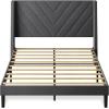 imageWLIVE Queen Size Upholstered Bed Frame with Wing Side Tufted Headboard Velvet Tufted Platform Bed Sturdy Metal ampamp Wooden Slats Support No Box Spring Needed BeigeGrey