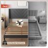 imageWLIVE Queen Size Upholstered Bed Frame with Wing Side Tufted Headboard Velvet Tufted Platform Bed Sturdy Metal ampamp Wooden Slats Support No Box Spring Needed BeigeGrey