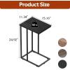 imageWLIVE Side Table C Shaped End Table for Couch Sofa and Bed Large Desktop C Table for Living Room Bedroom Bedside Creamy GreigeRelief Black