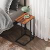 imageWLIVE Side Table C Shaped End Table for Couch Sofa and Bed Large Desktop C Table for Living Room Bedroom Bedside Creamy GreigeRetro Brown