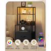 imageWLIVE Tall Nightstand with Charging Station LED Night Stand with 3 Fabric Drawers and Storage Open Shelves Bedroom Nightstand table Bed Side Table for Living Room BlackBlack