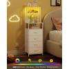 imageWLIVE Tall Nightstand with Charging Station LED Night Stand with 3 Fabric Drawers and Storage Open Shelves Bedroom Nightstand table Bed Side Table for Living Room BlackWhite