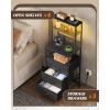 imageWLIVE Tall Nightstand with Charging Station LED Night Stand with 3 Fabric Drawers and Storage Open Shelves Bedroom Nightstand table Bed Side Table for Living Room BlackBlack