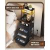 imageWLIVE Tall Nightstand with Charging Station LED Night Stand with 3 Fabric Drawers and Storage Open Shelves Bedroom Nightstand table Bed Side Table for Living Room BlackBlack
