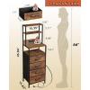 imageWLIVE Tall Nightstand with Charging Station LED Night Stand with 3 Fabric Drawers and Storage Open Shelves Bedroom Nightstand table Bed Side Table for Living Room BlackRustic Brown