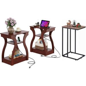 imageWLIVE End Tables Living Room Set of 2 C Shaped End Table