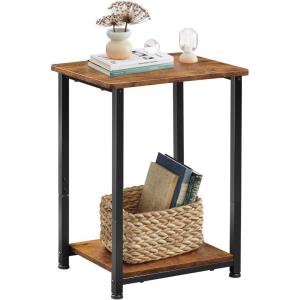 imageWLIVE Farmhouse End Table Living Room Side Table with Charging Station LED Farmhouse Nightstand with Adjustable Storage Shelf for Living Room Bedroom Office Rustic Side Tables Rustic BrownBrown