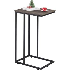 imageWLIVE Side Table C Shaped End Table for Couch Sofa and Bed Large Desktop C Table for Living Room Bedroom Bedside Creamy GreigeAgrey