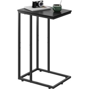 imageWLIVE Side Table C Shaped End Table for Couch Sofa and Bed Large Desktop C Table for Living Room Bedroom Bedside Creamy GreigeRelief Black