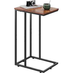 imageWLIVE Side Table C Shaped End Table for Couch Sofa and Bed Large Desktop C Table for Living Room Bedroom Bedside Creamy GreigeRetro Brown