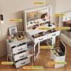 imageWLIVE Make up Vanity Desk with Mirror and Lights Makeup Table Set with 5 Drawers and Cabinets Dressing Table with Charging Station Hair Dryer Holder for Bedroom WhiteModernWhite