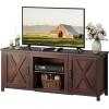 imageWLIVE Modern Farmhouse TV Stand for TVs up to 65quot Entertainment Center with XShaped Barn Doors Large Storage Media TV Console with Adjustable Shelves ampamp Cable Holes for Living Room BrownBrown