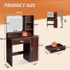 imageWLIVE Vanity Desk with Mirror and Lights Makeup Table with Drawer Cabinet and Open Shelves Bedroom Dressing Table with Charging Station PinkEspresso