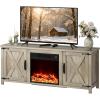 imageWLIVE Modern Farmhouse TV Stand for TVs up to 65quot Entertainment Center with XShaped Barn Doors Large Storage Media TV Console with Adjustable Shelves ampamp Cable Holes for Living Room BrownGray Oak