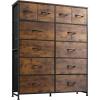 imageWLIVE Tall Dresser for Bedroom with 12 Drawers Dressers ampamp Chests of Drawers Fabric Dresser for Closet Living Room Storage Dressers with Storage Drawers Steel Frame Wood Top Charcoal BlackRustic Brown Wood Grain Print