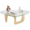imageWLIVE Coffee Table Small Glass Coffee Table with Solid Wood Legs 327quot Mid Century Triangle Living Room Tables Modern Center Table for Small Spaces Living Room Reception Office NaturalNatural
