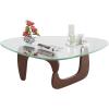 imageWLIVE Coffee Table Small Glass Coffee Table with Solid Wood Legs 327quot Mid Century Triangle Living Room Tables Modern Center Table for Small Spaces Living Room Reception Office NaturalEspresso