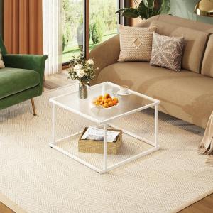 imageWLIVE Coffee Table Small Glass Coffee Table with Solid Wood Legs 327quot Mid Century Triangle Living Room Tables Modern Center Table for Small Spaces Living Room Reception Office NaturalWhite