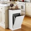imageWLIVE 10 Gallon Tilt Out Trash Can Cabinet Pet Proof Hidden Trash Can Cabinet with Storage Wooden Laundry Hamper for Kitchen Home Laundry WhiteWhite